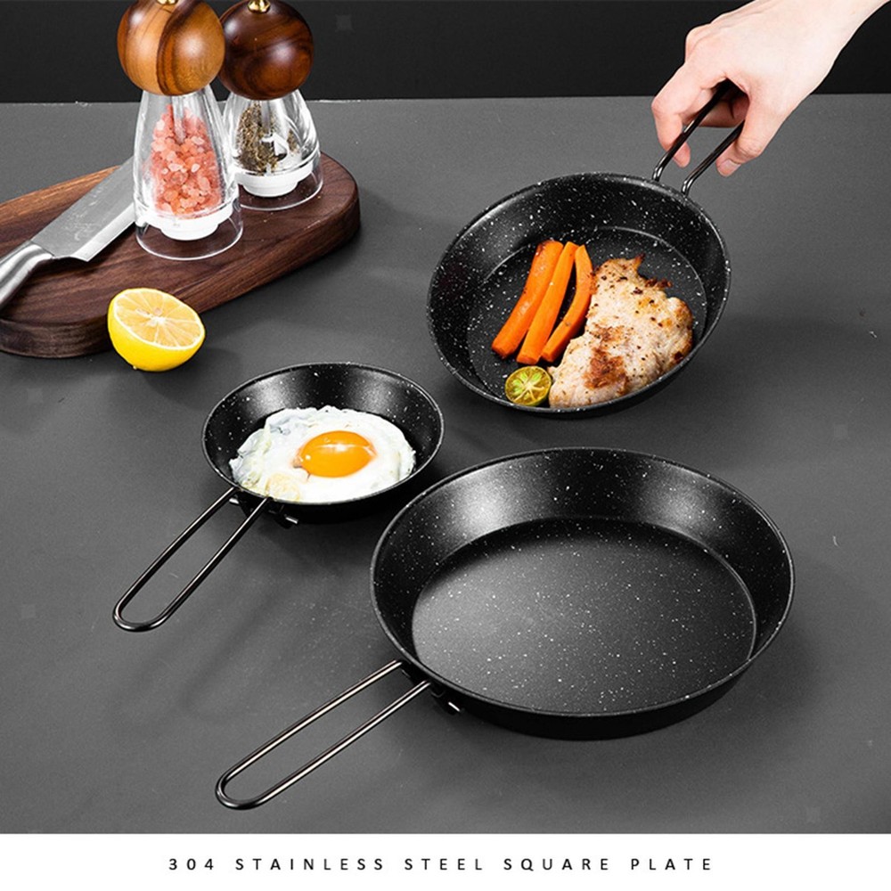 Camping Fry Pan Cookware Reusable Multipurpose Stainless Steel Lightweight Flat