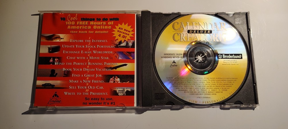AOL Calendar Creator V7 Deluxe Cdrom Vintage