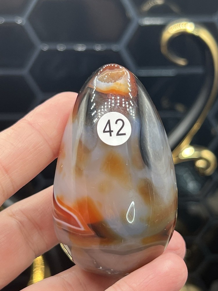 Natural Awesome Sardonyx Crystal Eggs Druzy vugs pattern Free ship & Gift