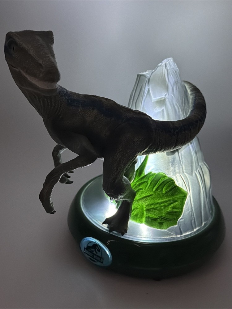 Jurassic World Night Light Velociraptor Dinosaur Volcano  Works