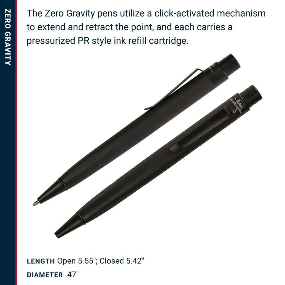 Fisher Zero Gravity Space Pen Matte Black Ballpoint Writes at Any Angle