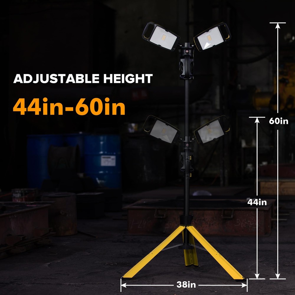 Work Light with Stand, 12000 Lumen Dual-Head LED Work Light with Telescoping ...