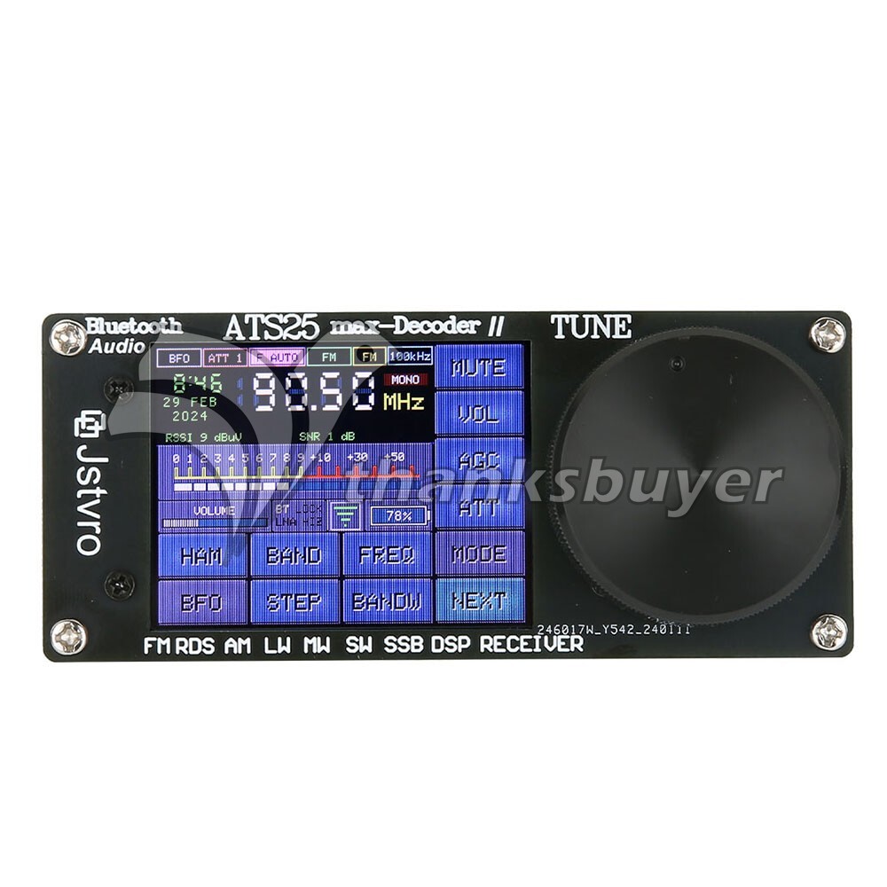 ATS25 Max Decoder II Bluetooth Full Radio Receiver FM SW SSB MW LW 2.4" Touch US