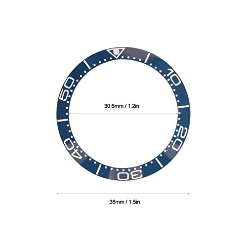 38mm Ceramic Watch Bezel Insert Replacement - White Character Blue Back, Watchma
