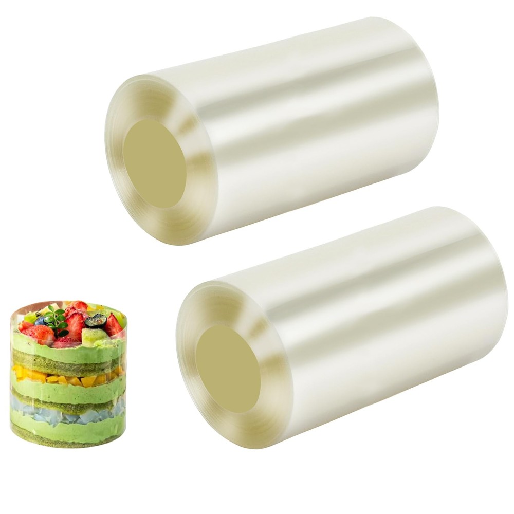 2 PCS 3x394 inch Cake Collars Transparent Acetate Sheet Roll for Baking