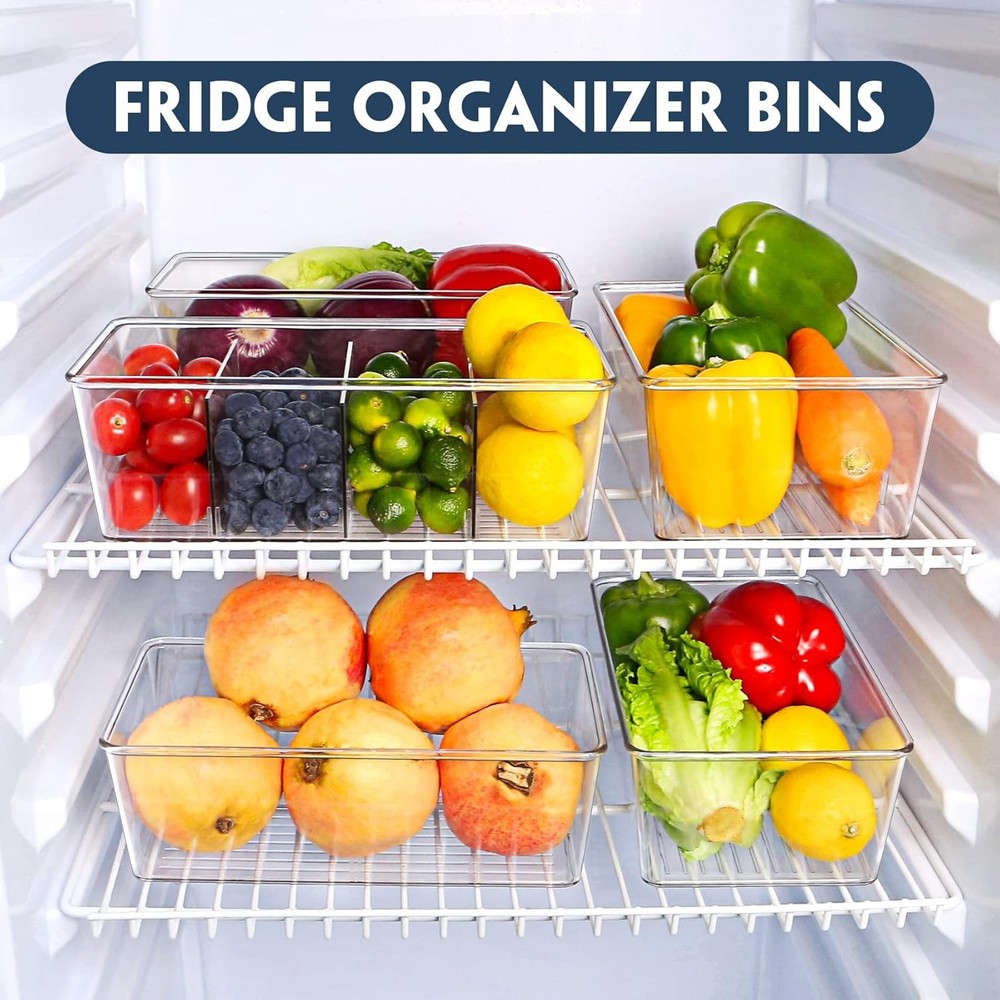 Pantry Organization and Storage Bins,Refrigerator Organizer Bins – Clear(2 Pack)
