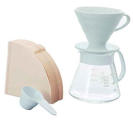 V60 Ceramic Pour Over Coffee Set, Size 02 White