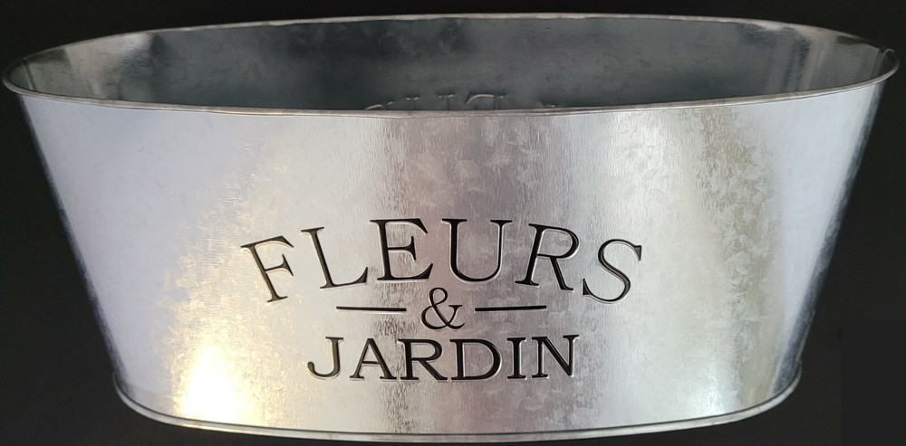 Window Planters Printed ‘Fleurs & Jardin’ Oval Galvanized 11x5x4” Select Number