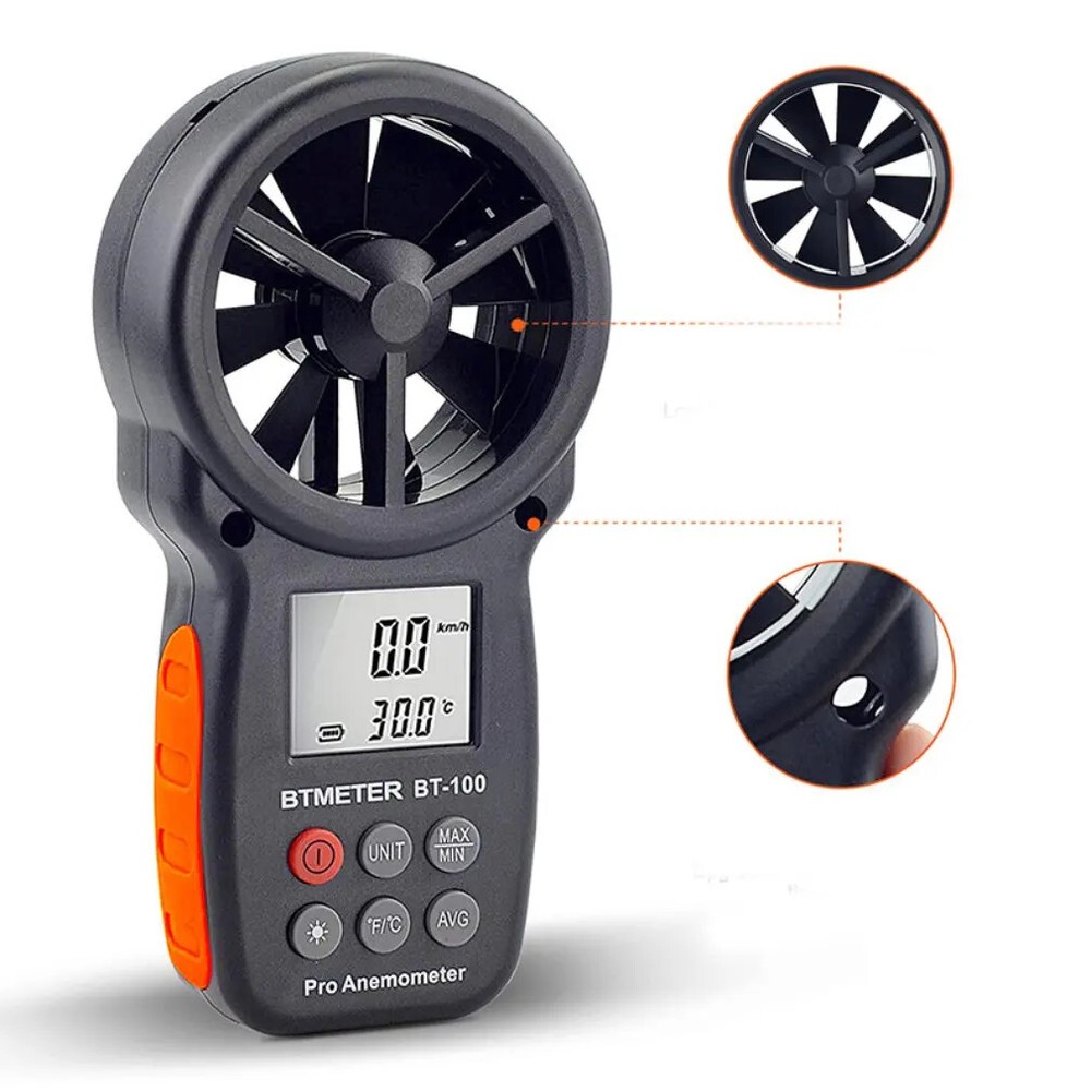 Digital Anemometer Handheld Wind Speed Meter BT-100 for Measuring Wind Speed