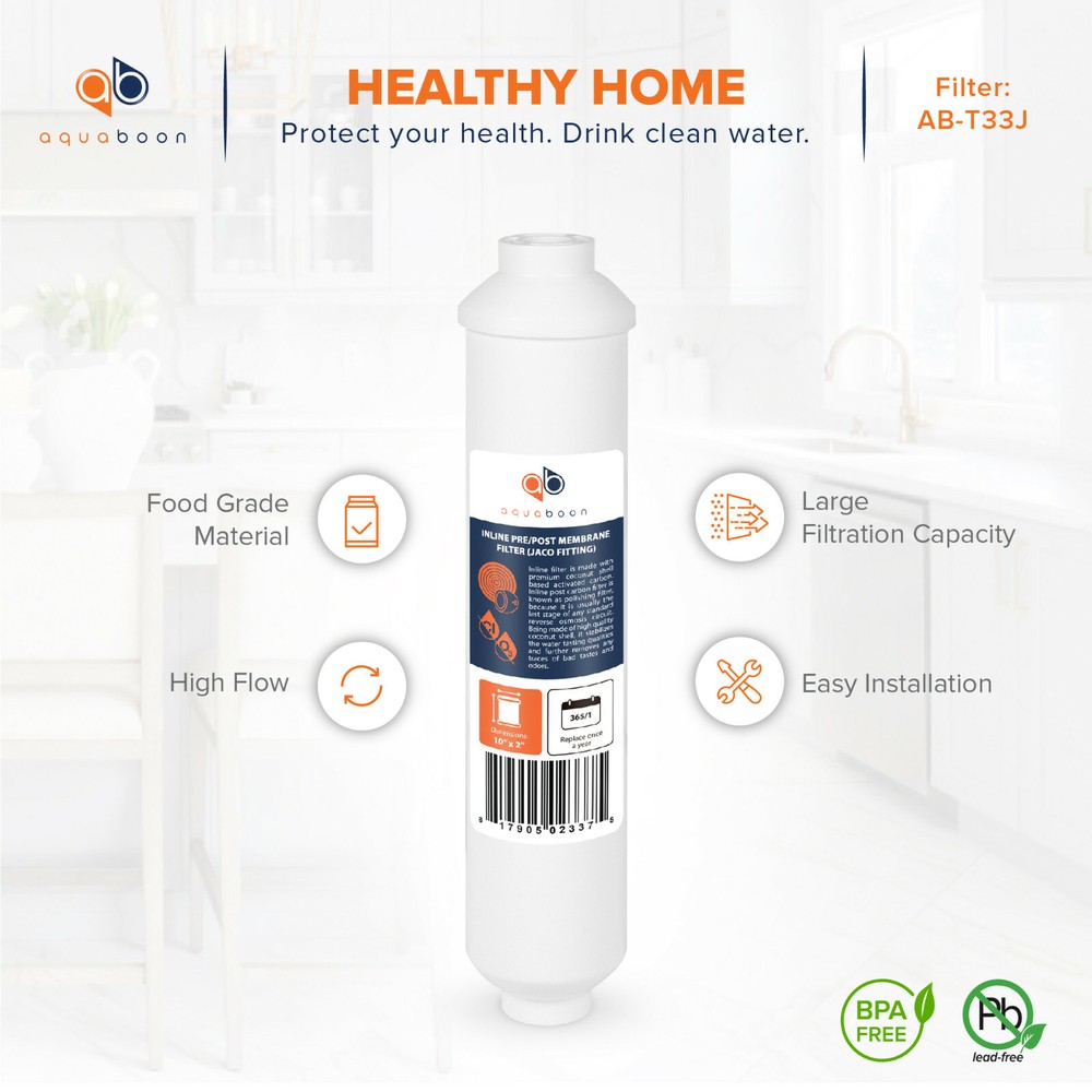 2 Pack of Inline Post/Carbon Polishing Water Filter for RO Standard Size Jaco