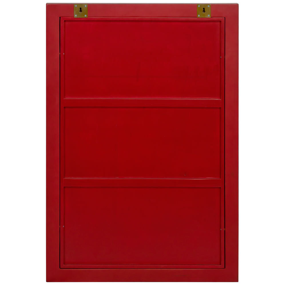 US Seller - Red Elmwood Window Panel Asian Mirror