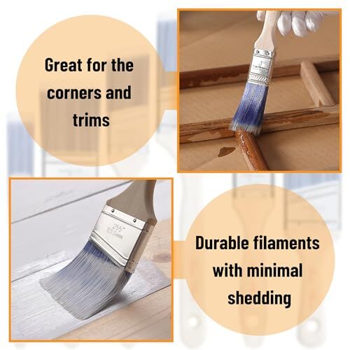 Bates- Paint Brushes, 2-Inch, 3 Pack, Angle Brushes, Treated Wood Handle,