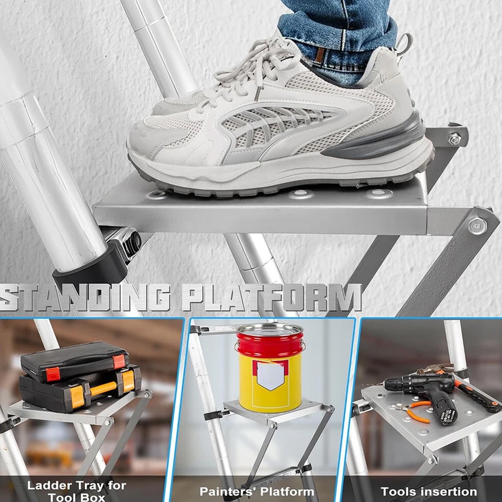 Iron Ladder Work Platform with Non-Slip Surface Fits Most Small Ladders