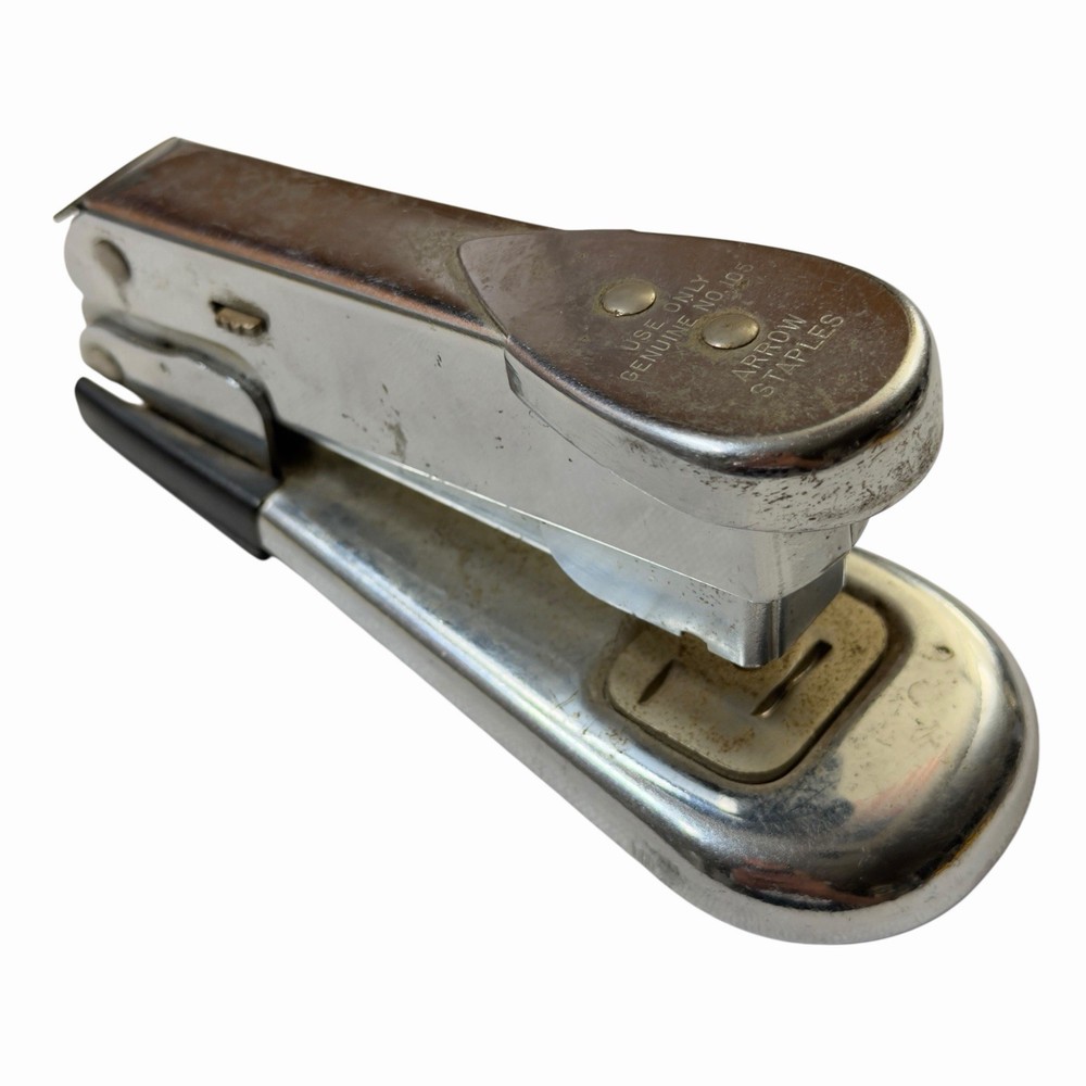 Vintage Arrow Stapler Classic Chrome-Plated Handheld Stapler No. 105 Tested
