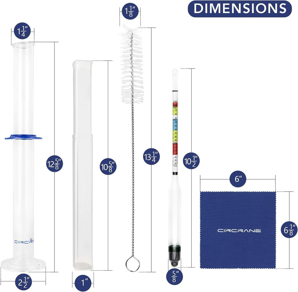 Hydrometer Glass Jar Set for Alcohol Brix Gravity Readings Home Brewing