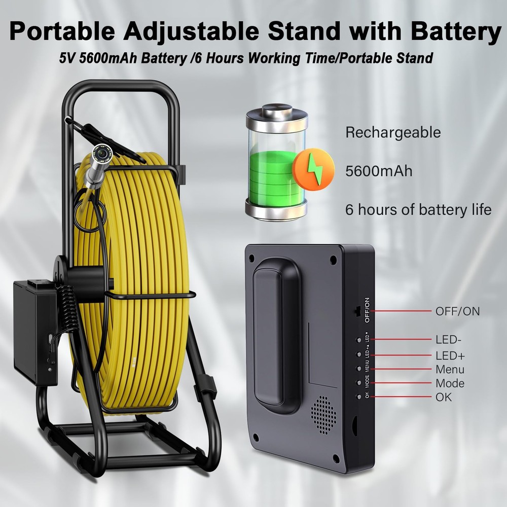 Sewer Camera, 4.3" Pipe Snake Camera with DVR Function, Drain Plumbing Inspec...