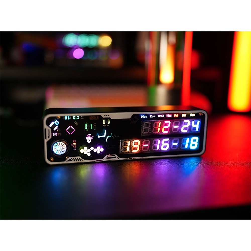 Cyberpunk Style Glow Tube Clock 5V USB Type-C Time & Countdown Display