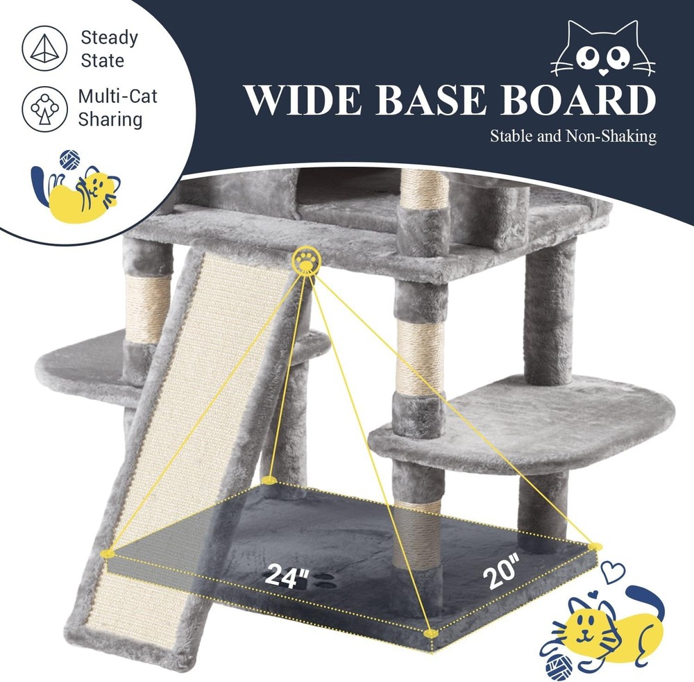 68 Inches Cat Tree/Scratching Post/Light Grey