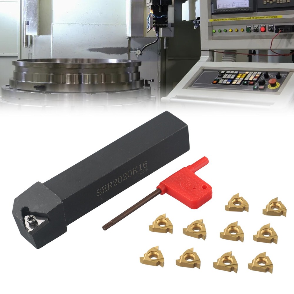 External Thread Turning Tools Lathe Cutter CNC Holder +10pcs 16ER Carbide Insert