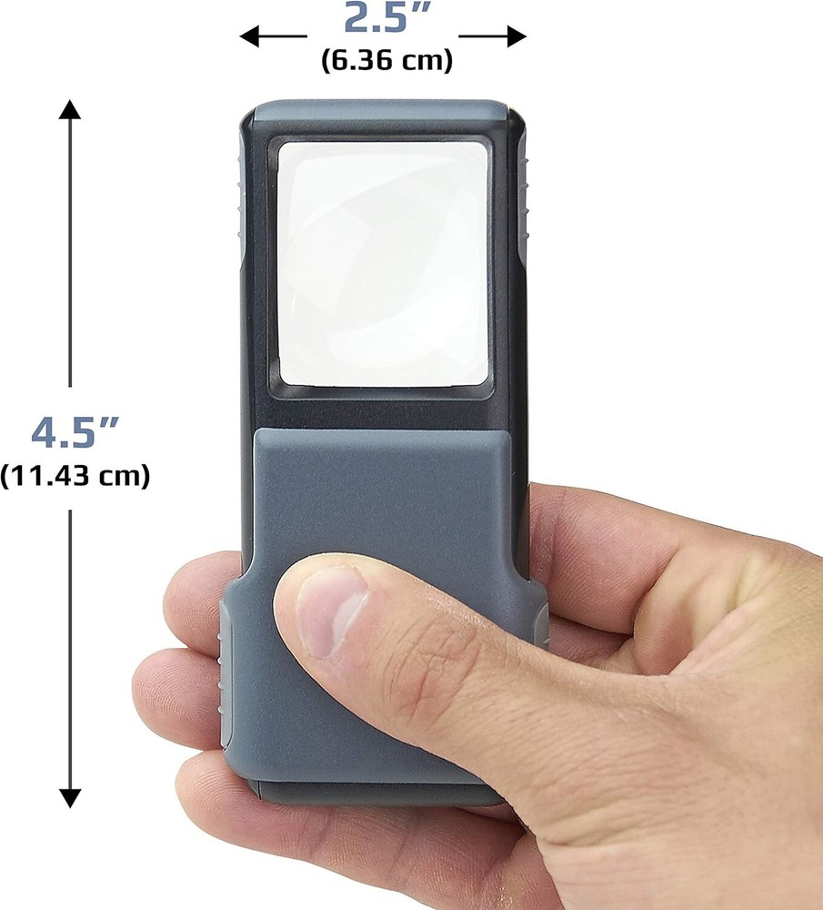LED Lighted Magnifier 5X Acrylic Compact Low Vision Reading Inspection