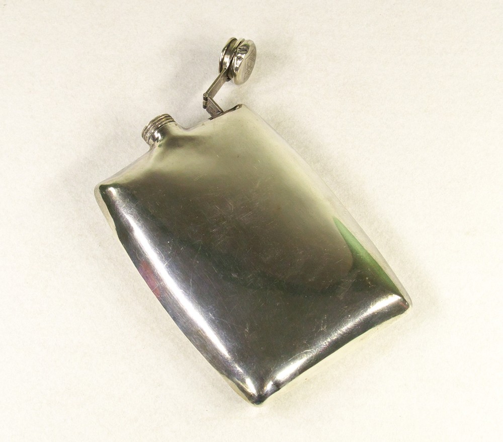 Japanese Solid Silver Flask Signed