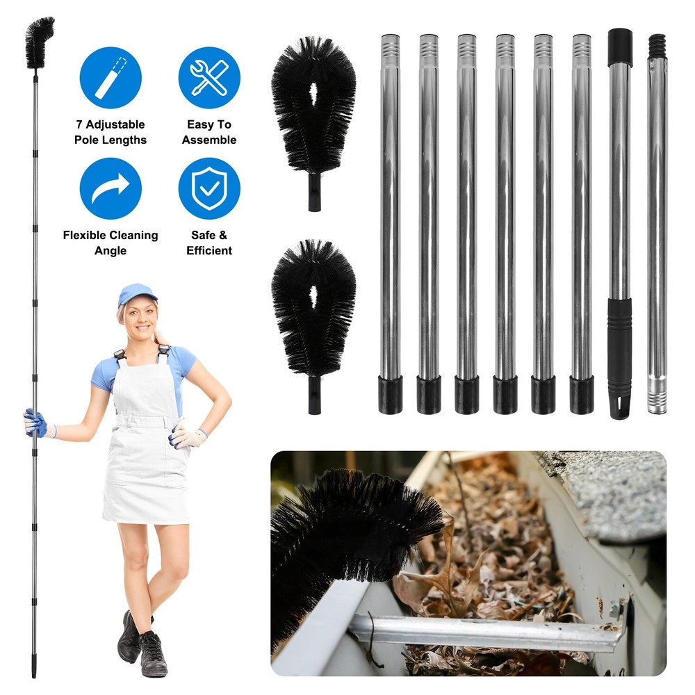 Gutter Cleaning Tools, Rain Gutter Cleaning Brush for Removing Leaves