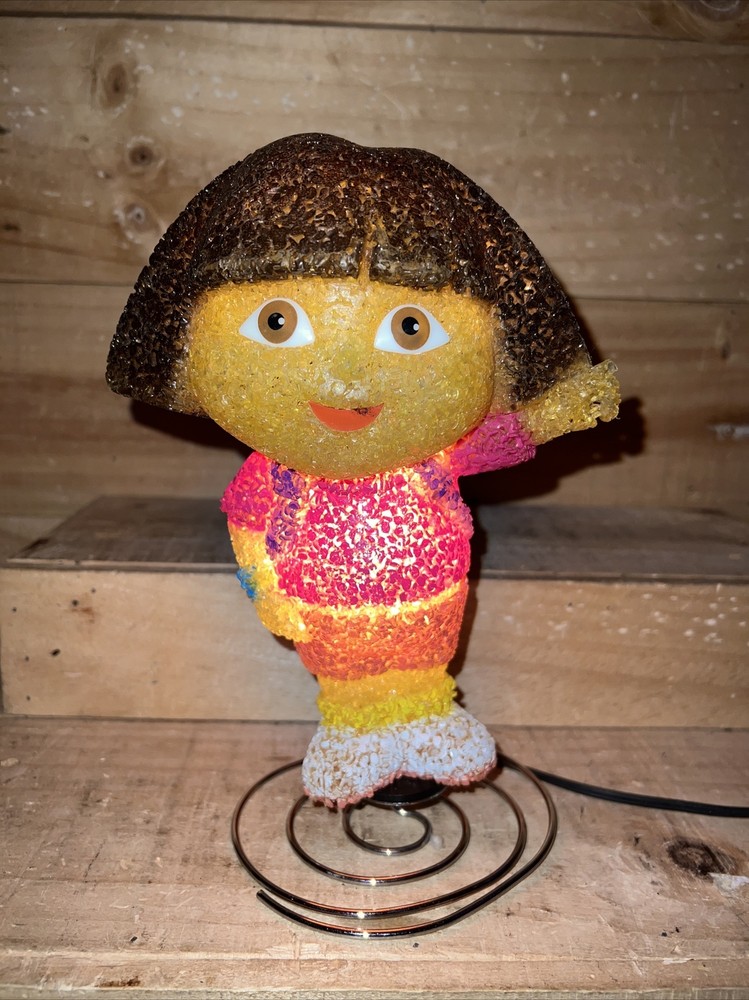 Dora The Explorer, Night Light Table Lamp Plastic Metal Spring Base 9-1/2”