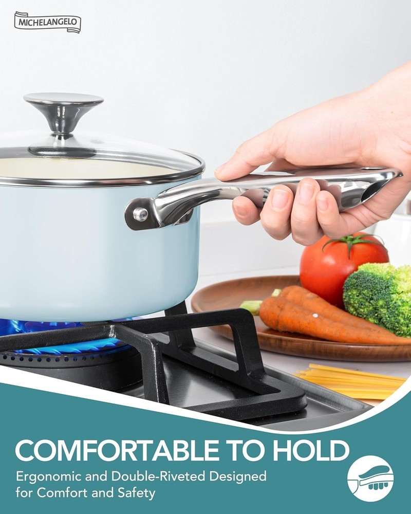 Pots and Pans Set Non Stick - Titanium Cookware Set Non Toxic Ceramic Coating...