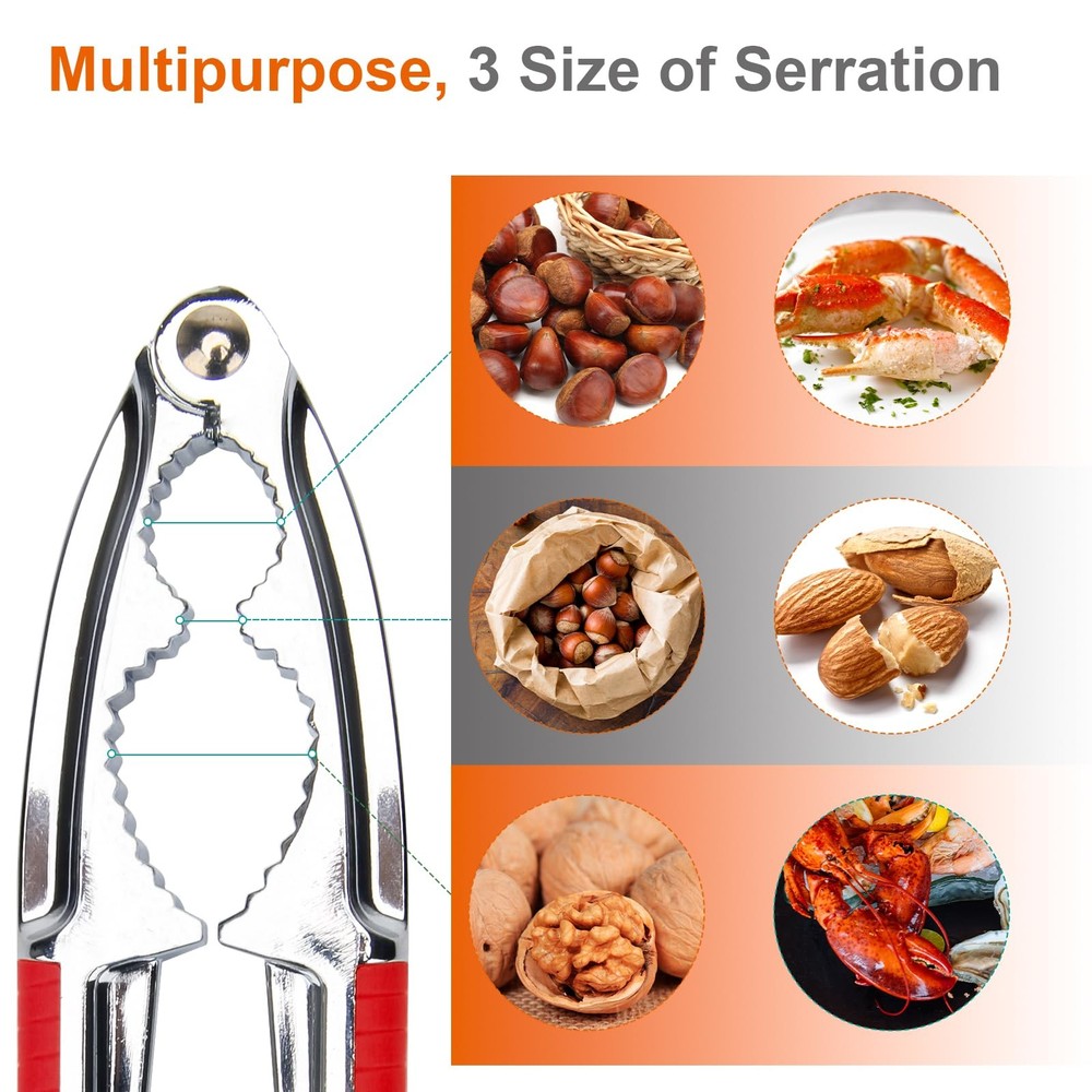 Nut Crackers Multi-Purpose Stainless Steel Seafood Pecan Cracker,Non-slip Handle