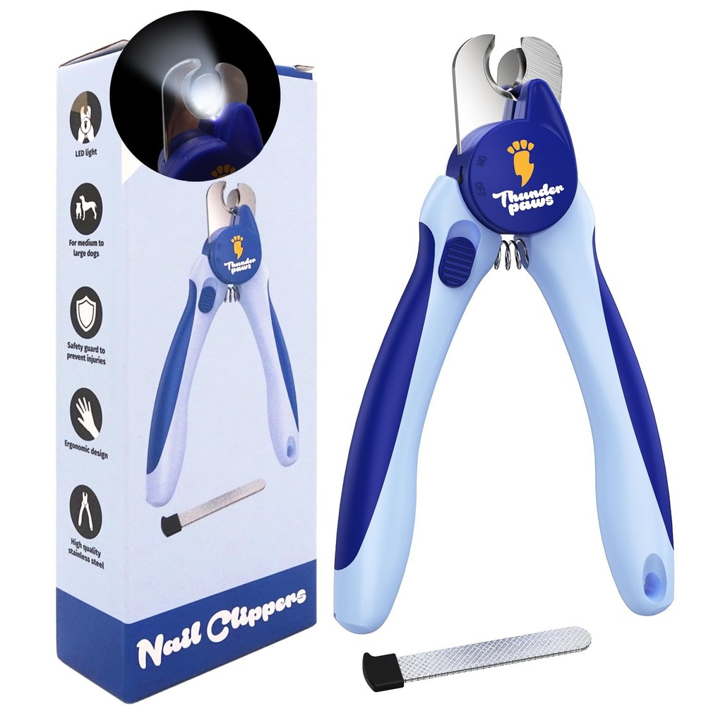 LED Dog Nail Clippers with Light, Quick Sensor, Safety Lock & Nail File
