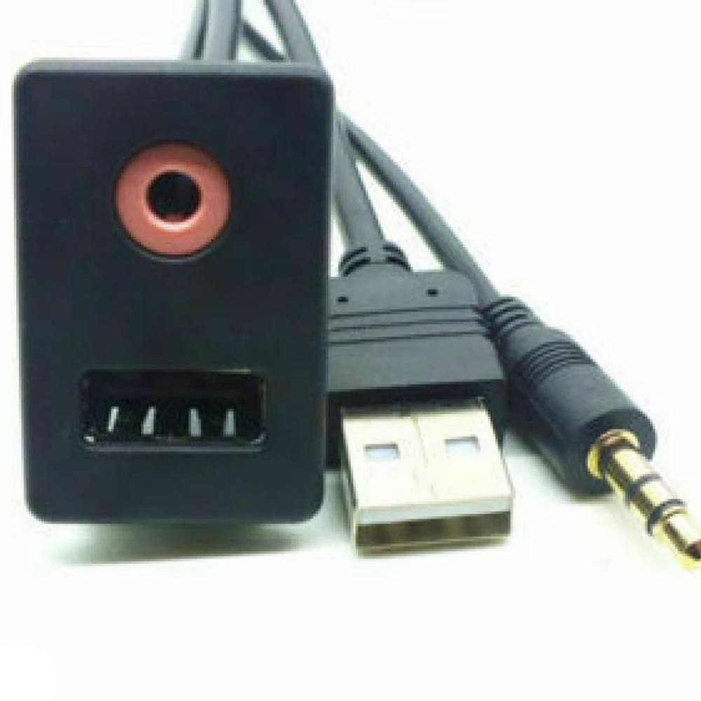 3.5mm Car Boat Audio USB AUX Adapter Dash Flush Mount Panel With 1.5M Cable