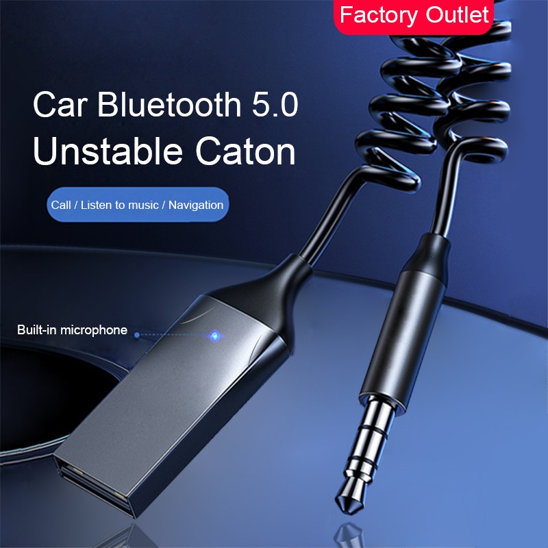 Bluetooth Wireless Receiver Adapter USB 3.5mm Jack Audio Cable For Car Stereo