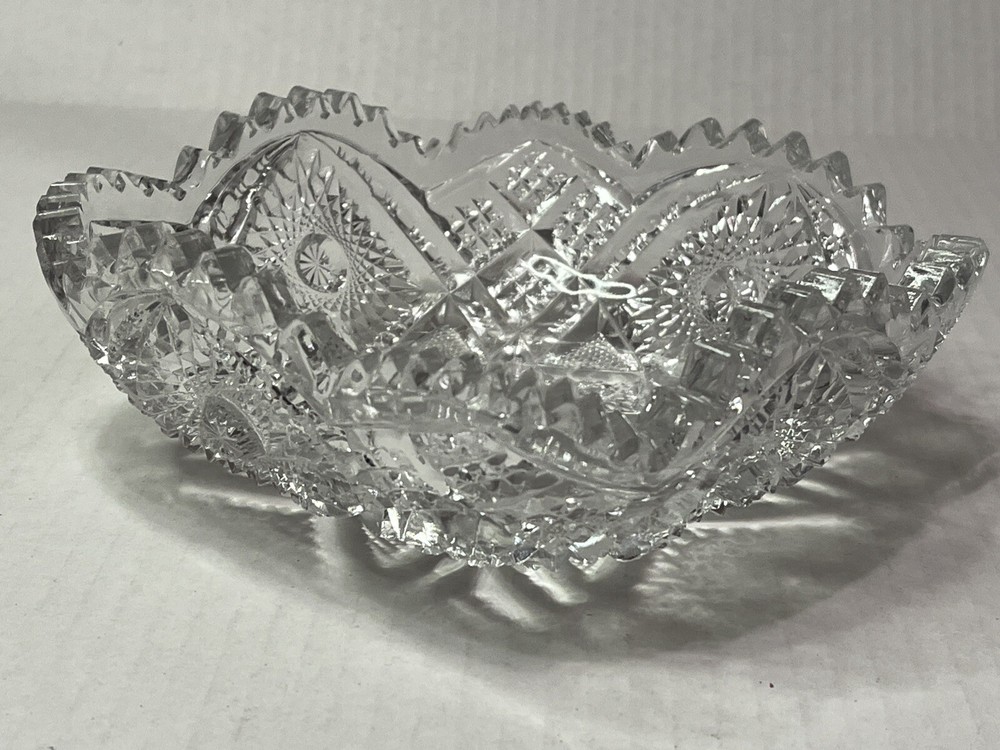 6" Square Bowl NuCut Pressed Glass