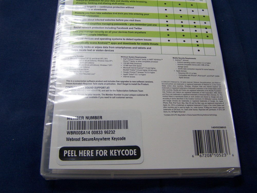 Webroot Secure Anywhere Internet Security Plus (3 Devices) Windows 8 sealed