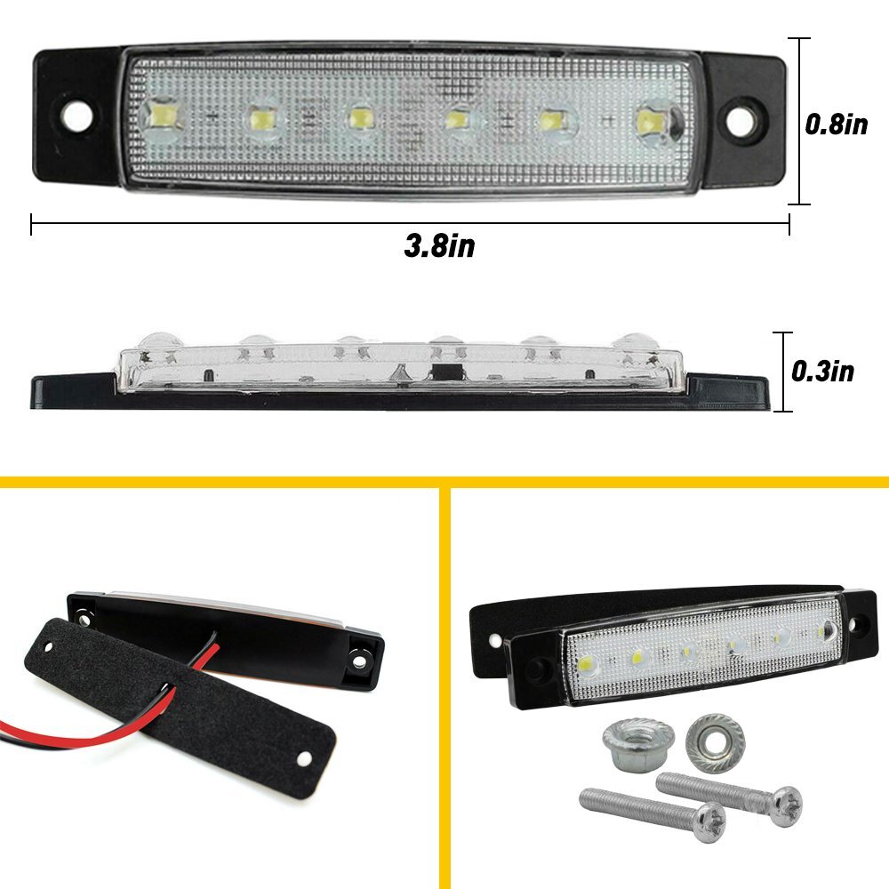 10PCS White Waterproof LED Truck Pickup Bed Light LEDs Rock Lighting Bar Kits