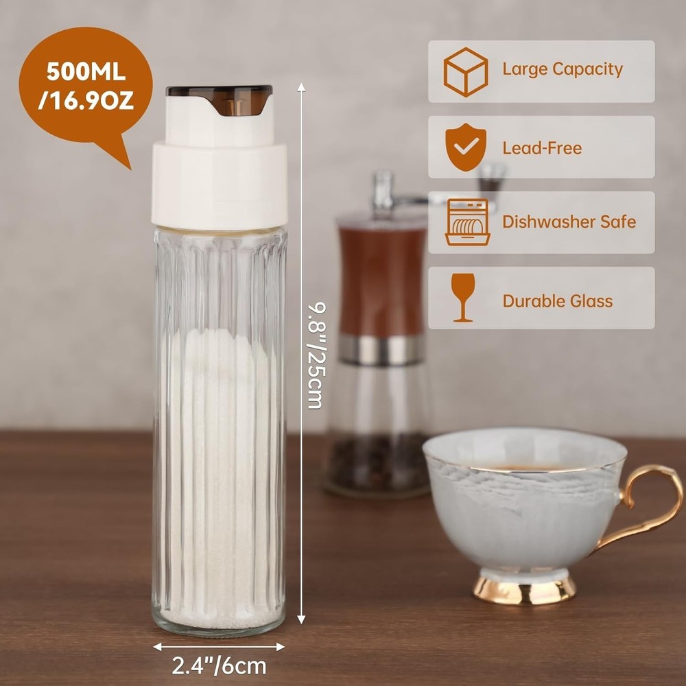 16.9 OZ Sugar Dispenser with Automatic Pouring Switch for Home, Kitchen, Coff...