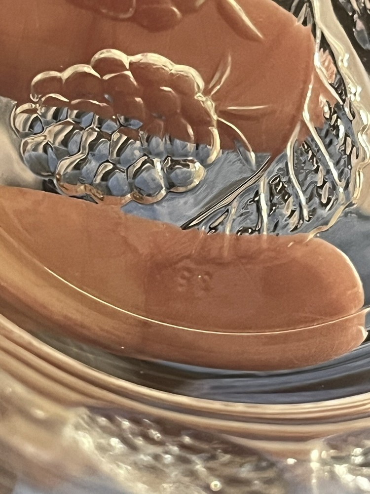 French Raspberry Glass Dish With Gold Trim