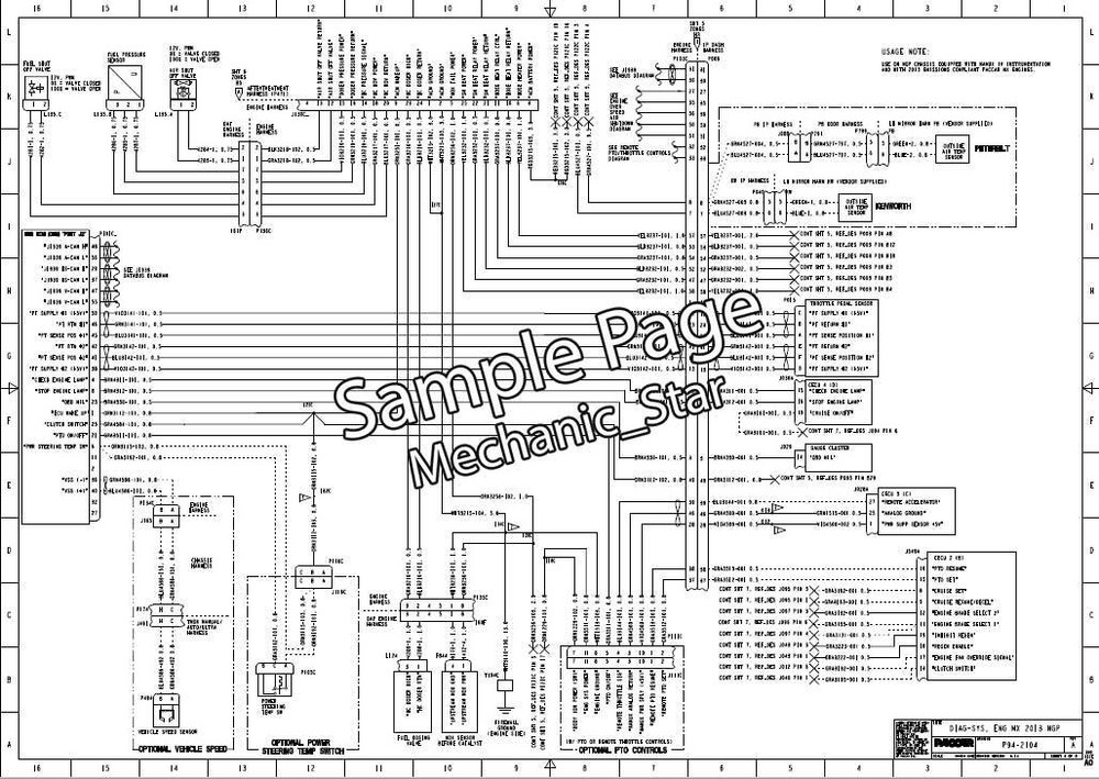 Paccar MX13 EPA13 Engine Wiring Diagram Schematic (USB)