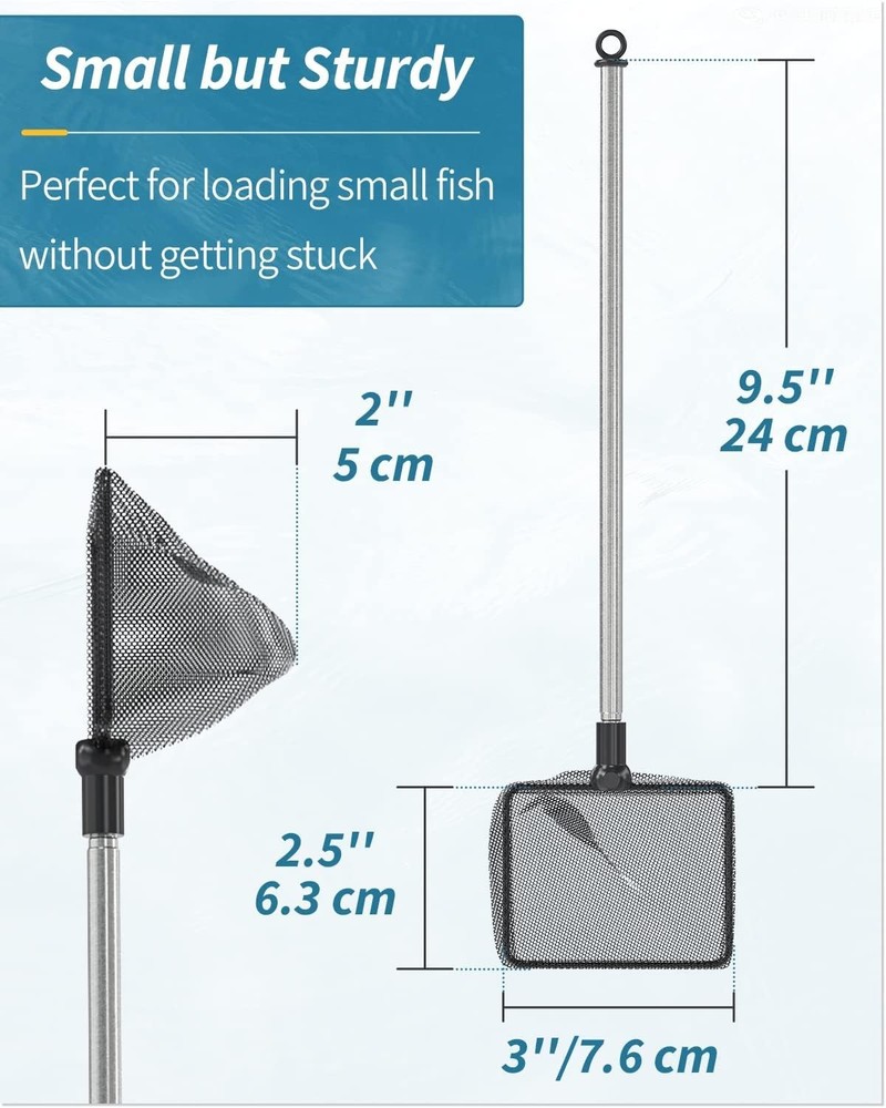 Lightweight Fish Transfer Net with Adjustable Handle - Ideal for Betta & Shrimp