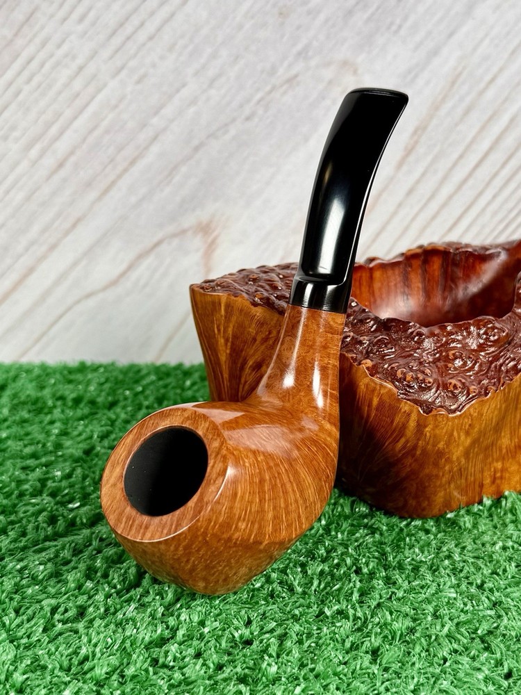 SAM LEARNED FREEHAND BENT EGG ARTISAN PIPE, CRESCENT MOON GRADED. USA