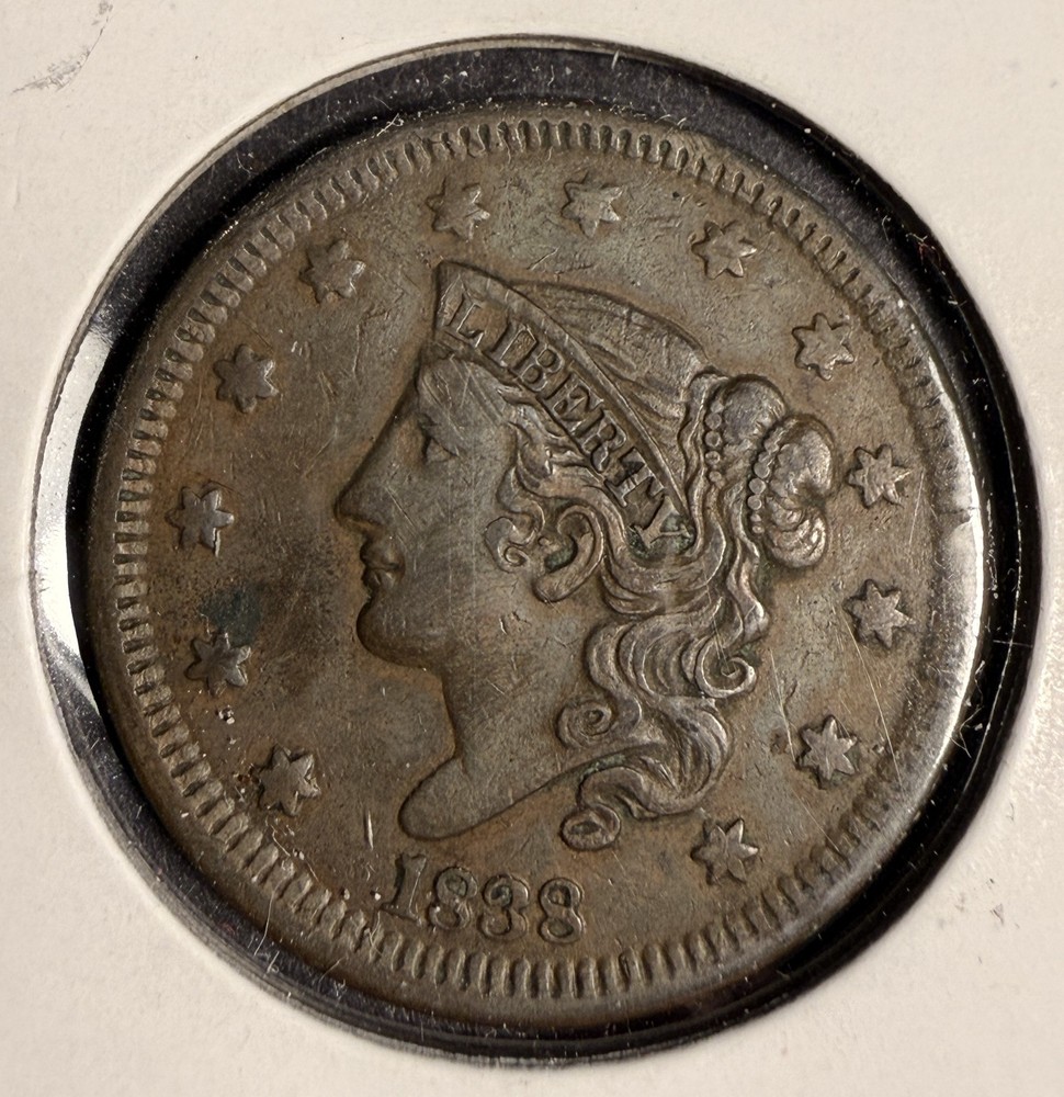 1838 Coronet Head Large Cent, XF. (16099)