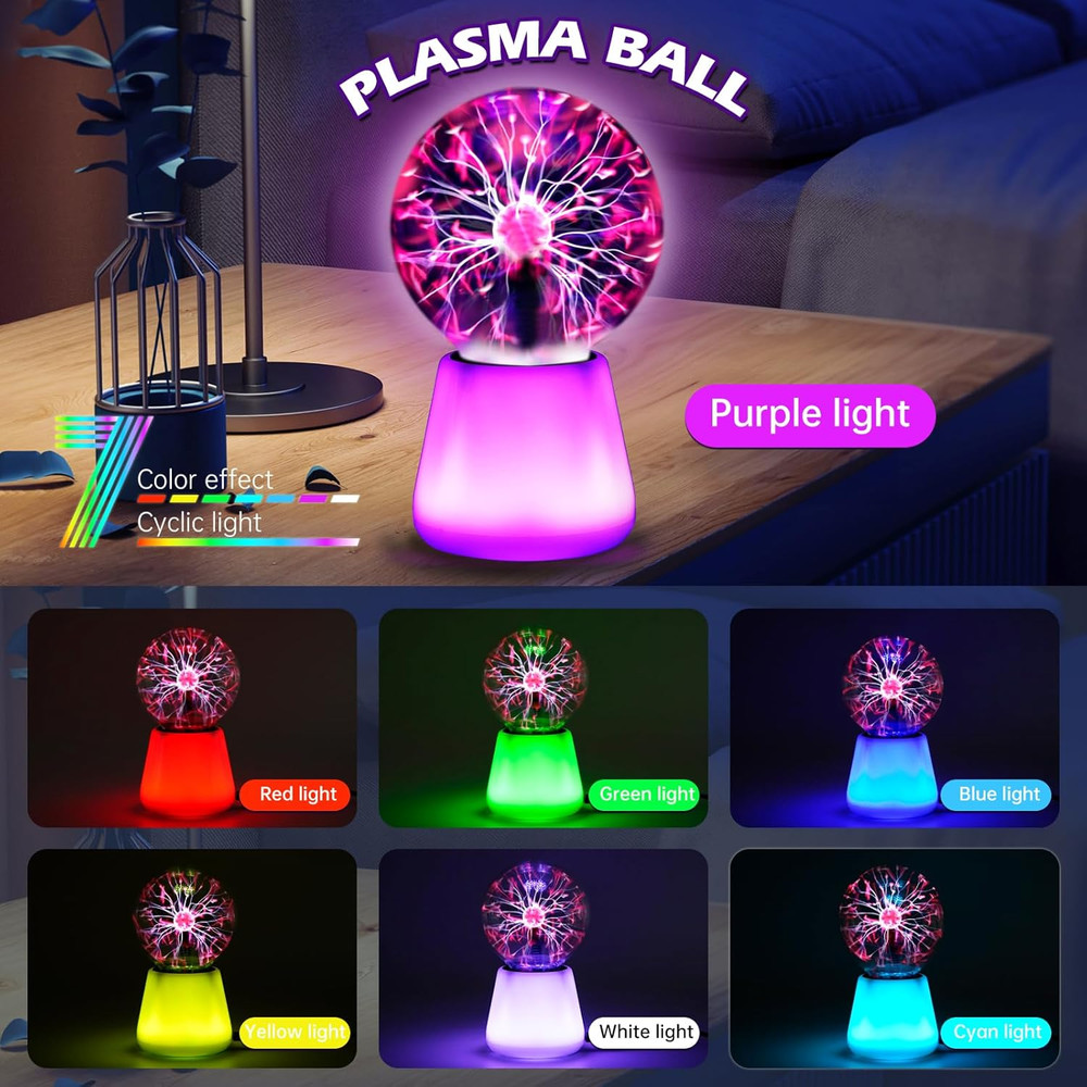 Plasma Ball Lamp Interactive Touch Lightning Globe 3 Inch Fun Lamp USB Powered 7