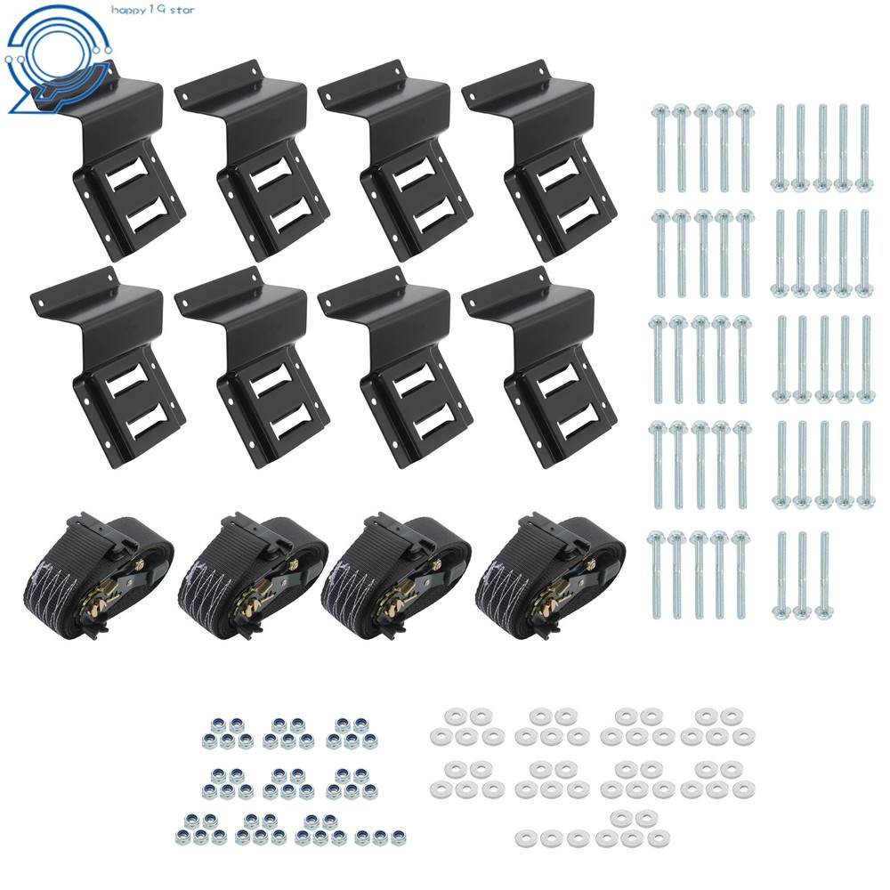 E Track Cargo Strap System 8PCS E Track Wheel Chock 4PCS 10' Ratchet Strap