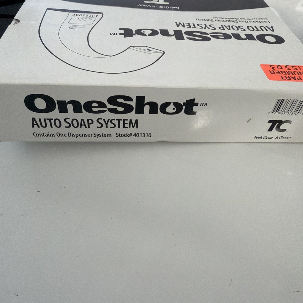 Soap dispenser with auto sensor. One Shot Auto Soap System