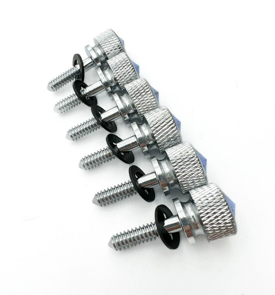 (Set/6) Chrome Dash Panel Screws w/ Blue Diamond For 2001-2005 Peterbilt