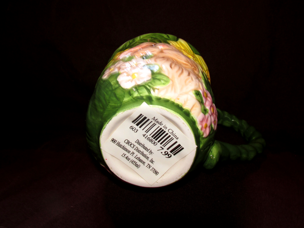 Cracker Barrel Easter Treasures Embossed Ceramic Mug Bunny Rabbit Spring Flowers