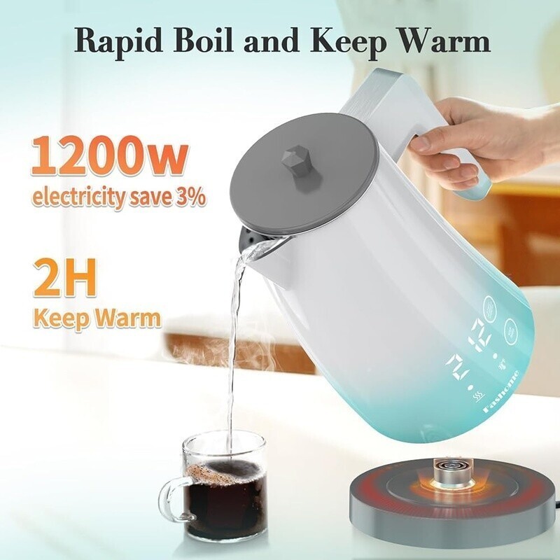 Electric Kettle Temperature Control 304 Stainless LED Digital Touch-Screen New