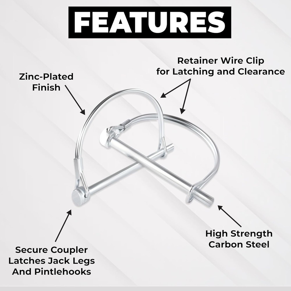 Pack of 6 Durable 2-3/4" Arch Trailer Pins - Rust Resistant Coupler Solution