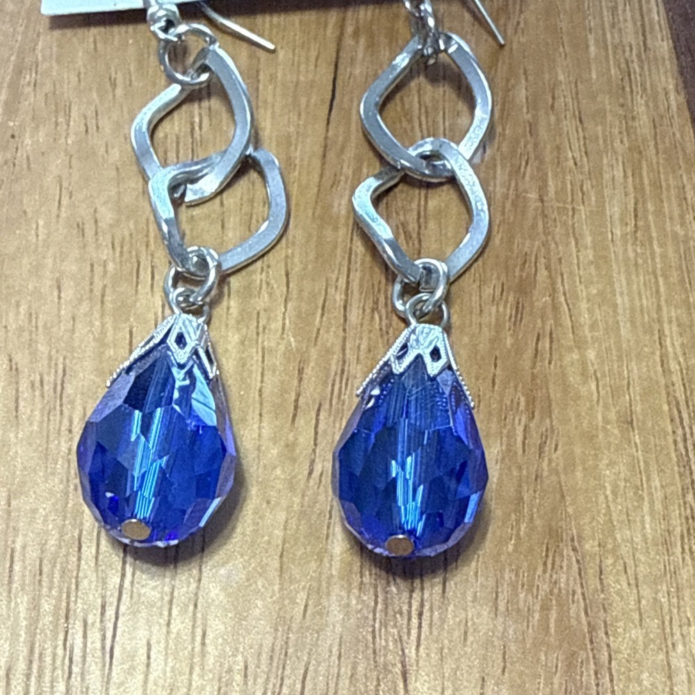 Bijuju Artisan Boho Blue Earring W Silver Colored Nwt