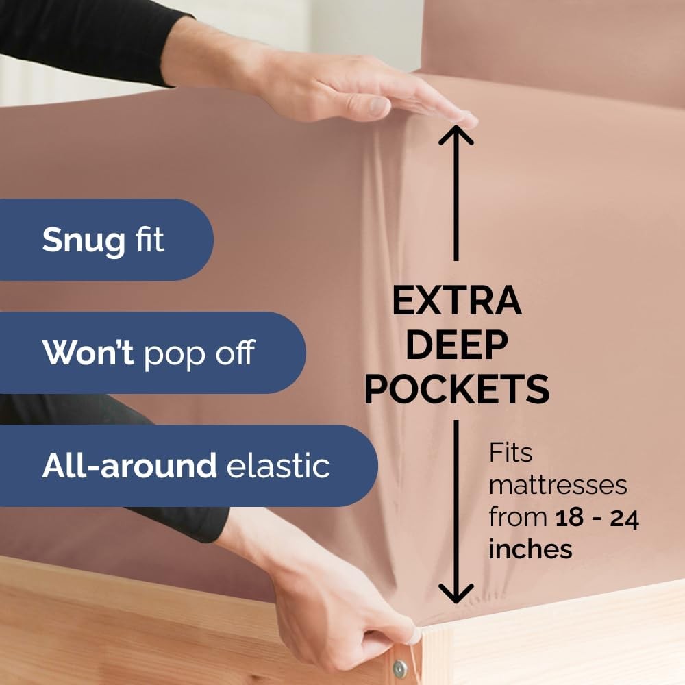 Extra Deep Pocket Queen Sheets - 4 Piece Breathable & Cooling Bed Sheets - Hotel
